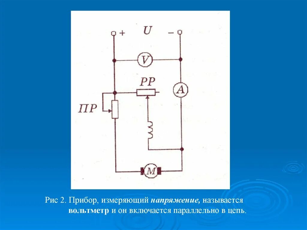 Прибор для измерения напряжения в электрической цепи. Вольтметр включается в электрическую цепь. Прибор измеряющий напряжение в цепи.