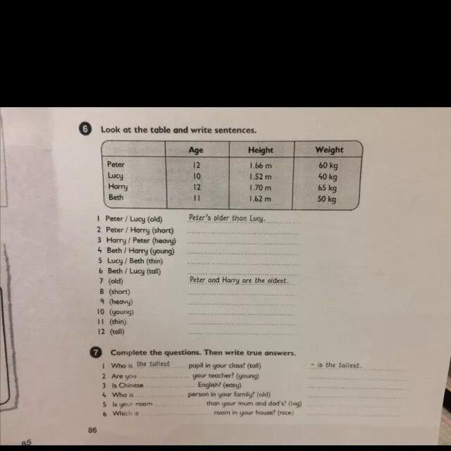 Look at the table write sentences. Look at the table and write sentences peter&#039;s. complete the sentences about peter. look at the table and write sentences peter lucy old.