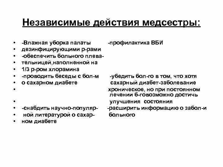 Независимые сестринские вмешательства при кровотечении. Независимые действия медсестры при сахарном диабете. Независимые действия медицинской сестры. План сестринских вмешательств при сахарном диабете. Взаимозависимые действия медсестры.