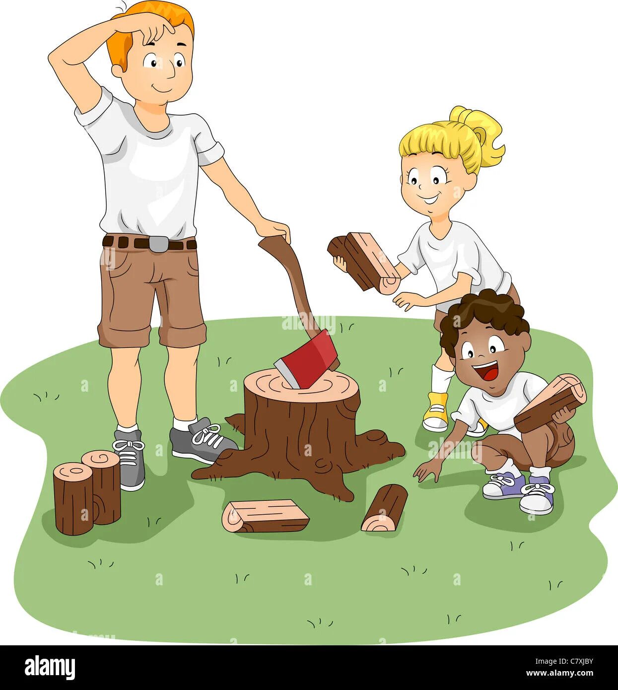 Что угодно картинки. Папа рубит дрова. Дети рубят дрова. Расколю дрова иллюстрация. Папа рубит дрова для детей.
