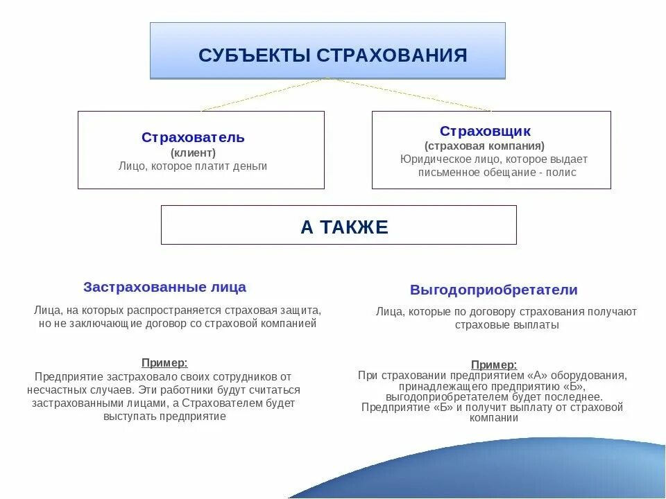 Виды страхователей и страховщиков