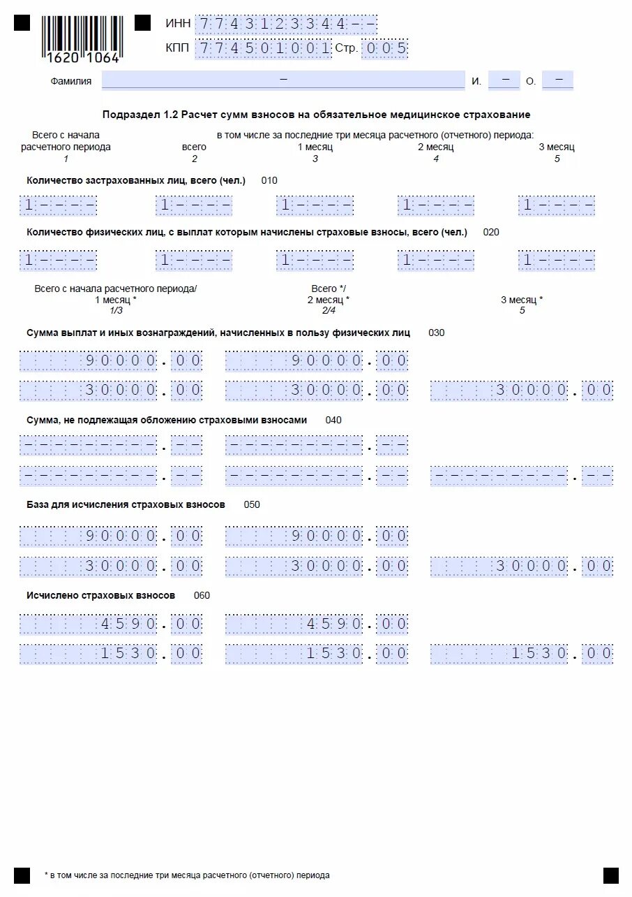 Образец формы расчета по страховым взносам. Нулевая форма расчета по страховым взносам пример заполнения. Образец заполнения заполнения расчета по страховым взносам. РСВ подраздел 1.1. Расчет страховых взносов образец.