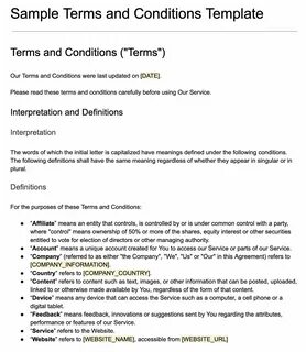 Terms of agreement
