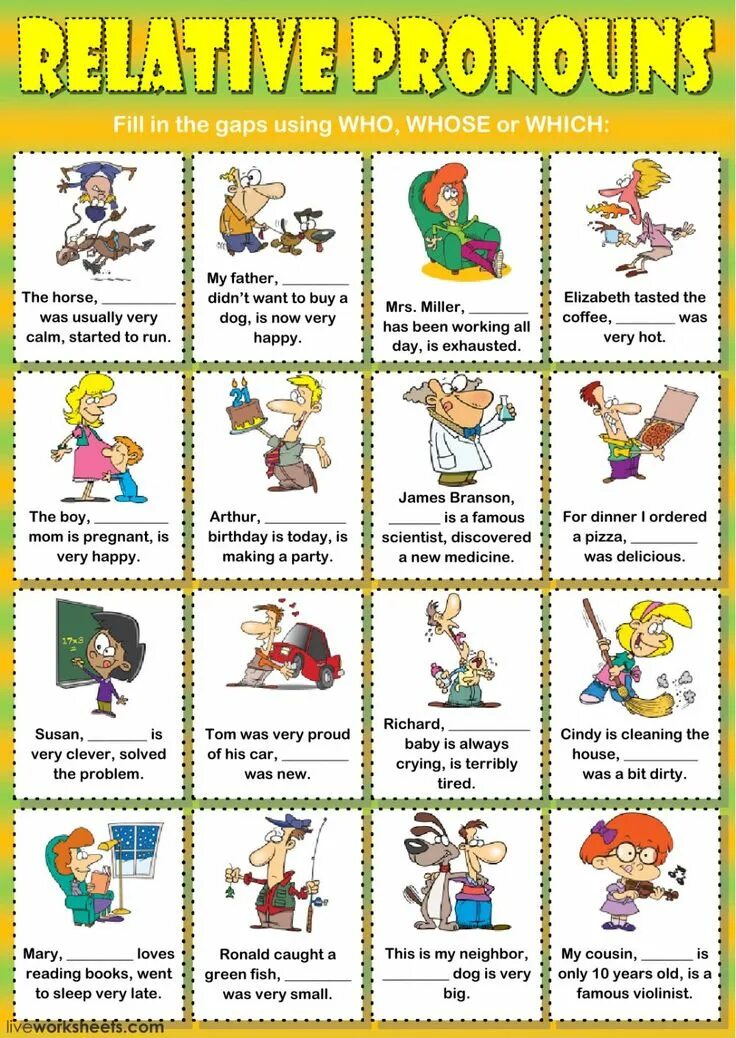 Fill in the relative pronouns adverbs. Who which worksheets. who which whose worksheets. who which whose where worksheets. relative pronouns who which.