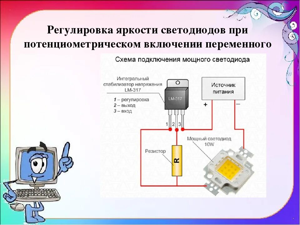 Управлять яркостью света. Регулятор яркости светодиодов 5 вольт схема. Схема регулирования яркости светодиода. Переменный резистор для драйвера светодиодов. Регулятор яркости светодиодов 5 вольт.