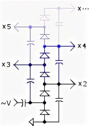 Симметричный умножитель напряжения. Диодный мост умножитель напряжения схема. Схема умножителя напряжения на диодах и конденсаторах. Умножитель напряжения на диодах и конденсаторах.