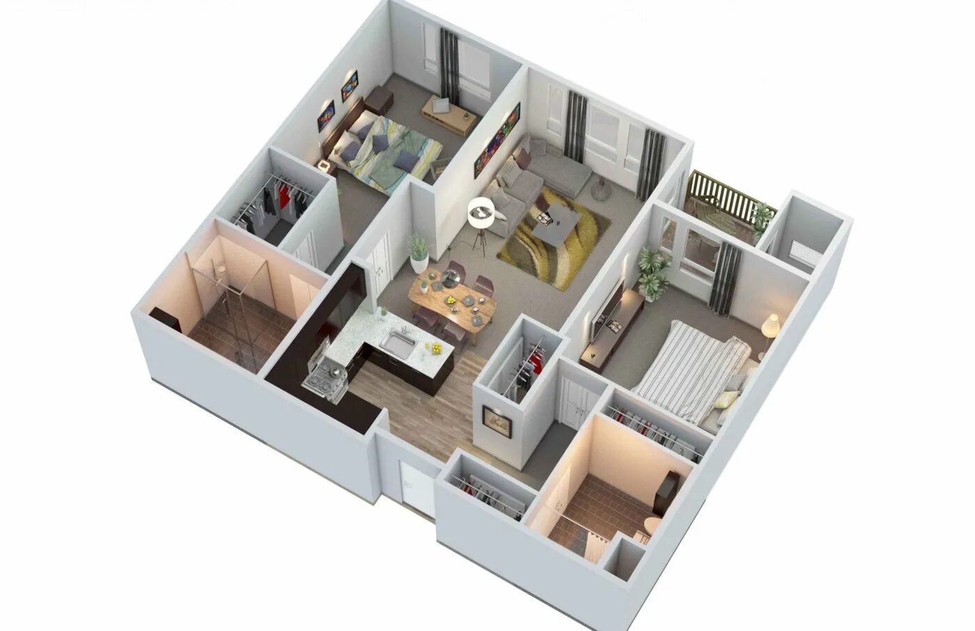 Планировки квартир 10 20 Designs Ideas for 3D Apartment or One-Storey Three Bedroom Floor Plans Home D