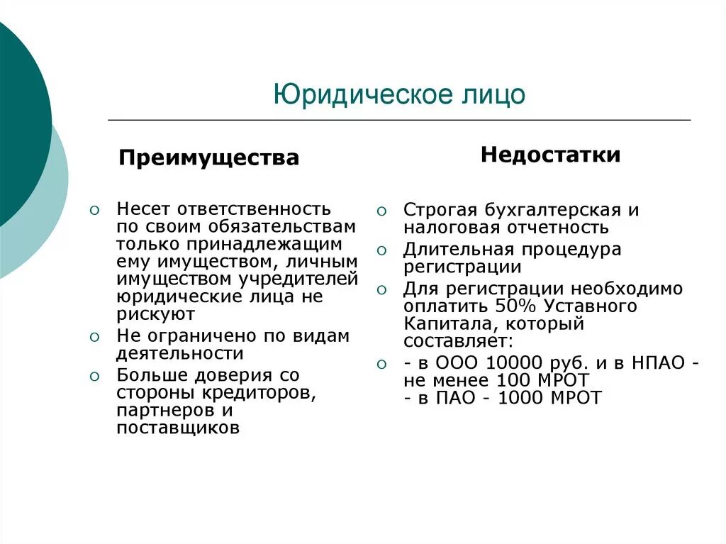 Преимущества ип преимущества ооо. Преимущества юридического лица. Плюсы и минусы юридического лица. Преимущества и недостатки юридического лица. Недостатки юридического лица.