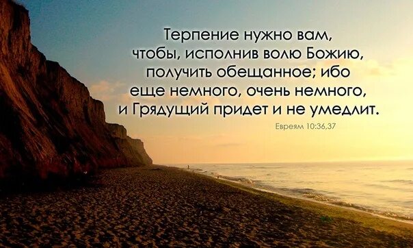 Терпение нужно вам чтобы исполнив. Терпение нужно вам чтобы исполнив волю Божию получить обещанное. Ещё немного очень немного и грядущий придет. Ещё немного и не умедлит ибо очень грядущий придёт. Нужный терпеливо