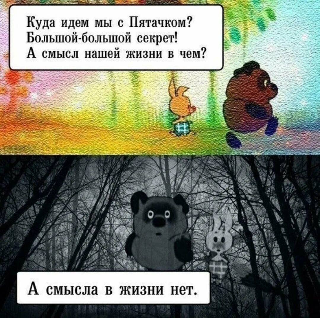 Смысл жизни анекдоты. В чем смысл жизни. Нет смысла жизни. А смысла в жизни нет Винни пух. Смысла жизни нет Мем.