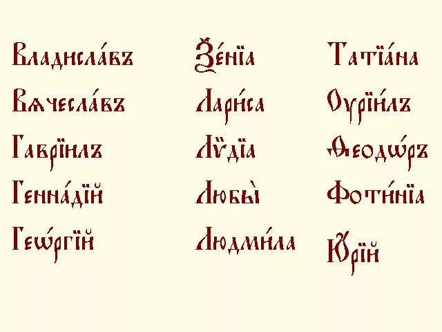 Церковно славянский как пишется. Имена на старославянском языке. Имена на Славянском языке. Имена на древне словянскомязыке. Имена по церковнославянски.