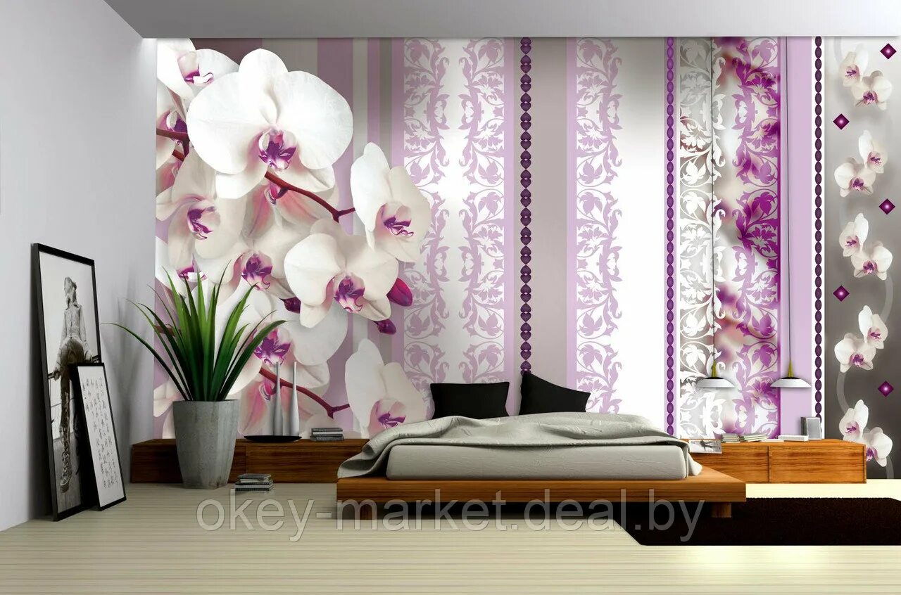 Недорогие обои минск. Обои с орхидеями для стен. Недорогие фотообои на стену. Фотообои 3-d. Фотообои 3д.