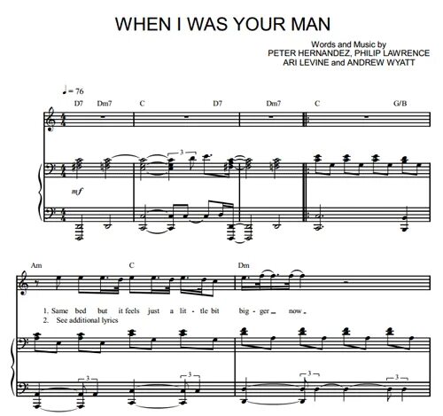 Bruno Mars when i was your man Ноты. When i was your man. Песня i am your men
