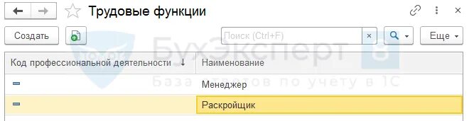 Поле трудовая функция в 1с. Трудовая функция в 1с. трудовая функция в 1с 8.3. что такое код профессиональной деятельности в 1с 8.3. код проф деятельности в 1с.