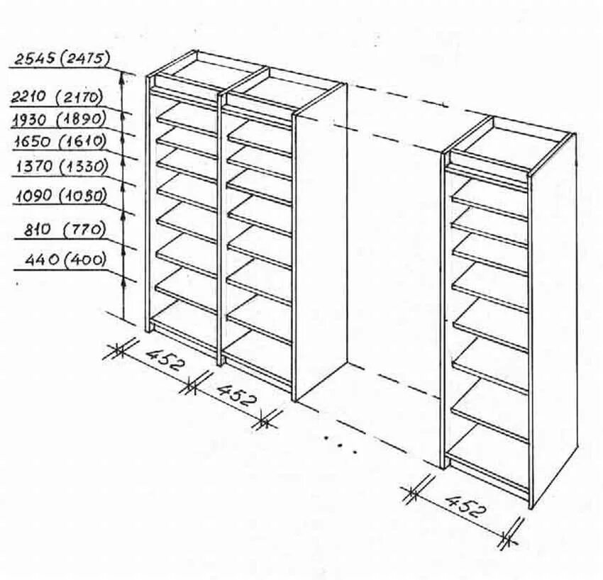 Размер шкафа для книг. Чертеж книжного стеллажа с размерами. Чертеж шкафа с полками. Гардероб чертеж. Книжный стеллаж чертеж.