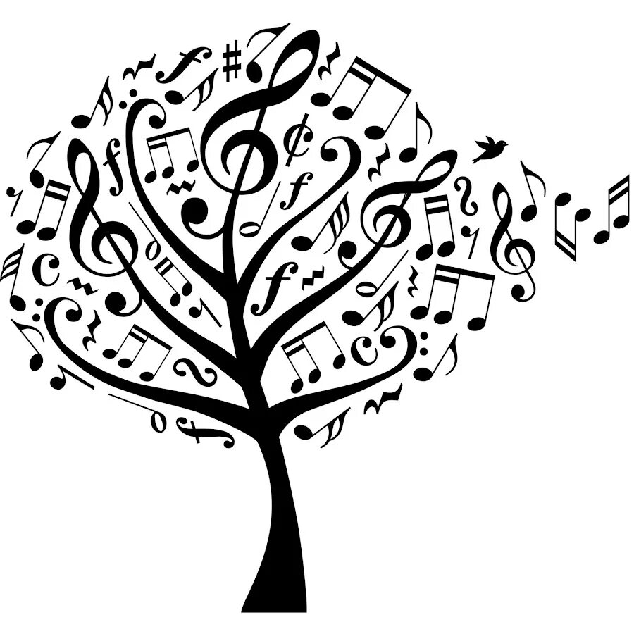 Осенние наушники. Одинокая ветка сирени ноты для фортепиано. Поющая птичка с нотами. Музыка ветви. Веточка дерева.