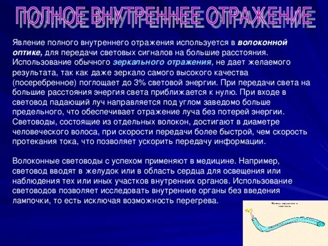 Волоконная оптика полное внутреннее отражение. Явление полного внутреннего. Явление полного внутреннего отражения. Использование полного внутреннего отражение в волоконной оптике.