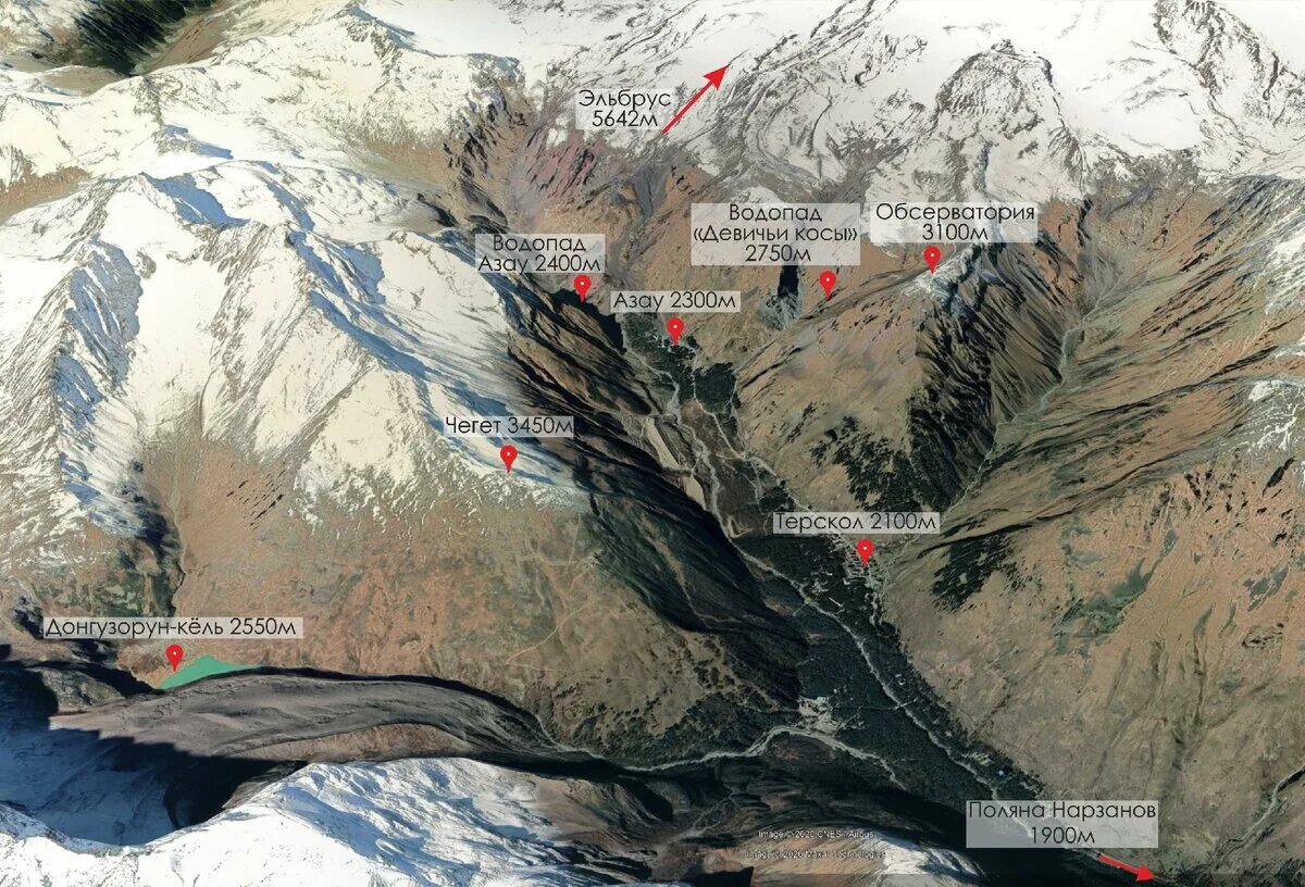 Эльбрус где находится в каком городе россии. Ущелье Азау. Ущелье Терскол на карте. Поляна Азау -Эльбрус маршрут. Тропа Азау Чегет.