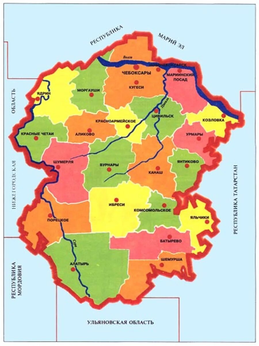 Карта Чувашия Чувашская Республика. Карта Республики Чувашия с районами. Карта Чувашии с районами. Карта Чувашской Республики с районами и городами. Чувашская республика край какой