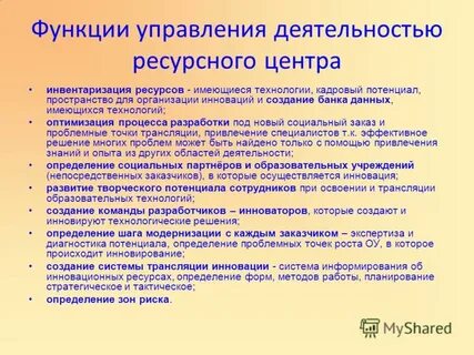 Управленческая деятельность ресурсы