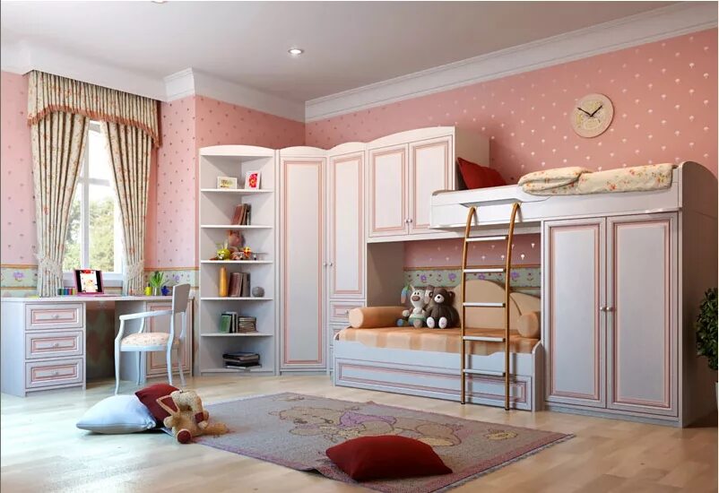 нижегородская детская мебель. детская ясень шимо светлый и темный. нижегородская детская мебель. детские комнаты мебель для девочки. кровать линда моби мебель.