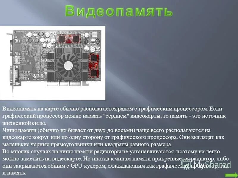 Как исправить видеопамять. Видеопамять видеокарты. презентация на тему видеокарта. презентация на тему графический процессор. типы видеопамяти в видеокартах.