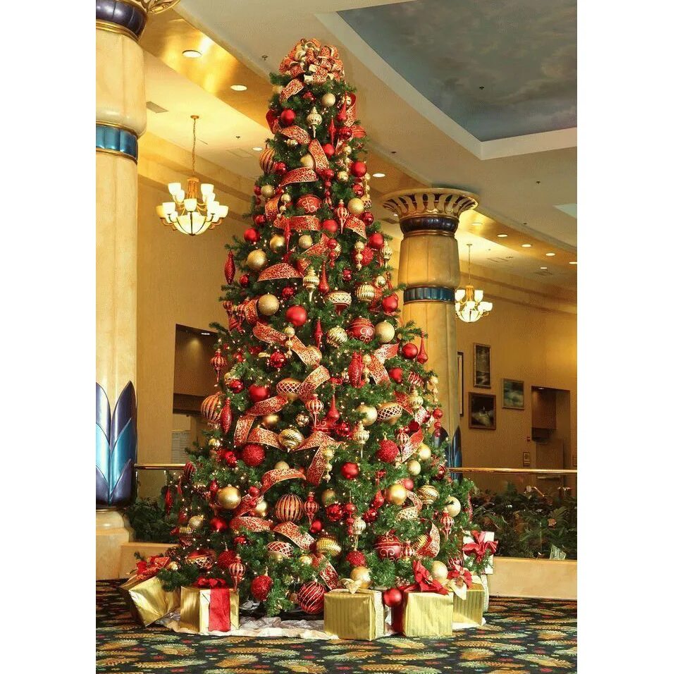 Елка в красно золотых тонах. Украшаем елку. Украшение елки красно-золотое. Украшаем елку. Наряжаем елку.