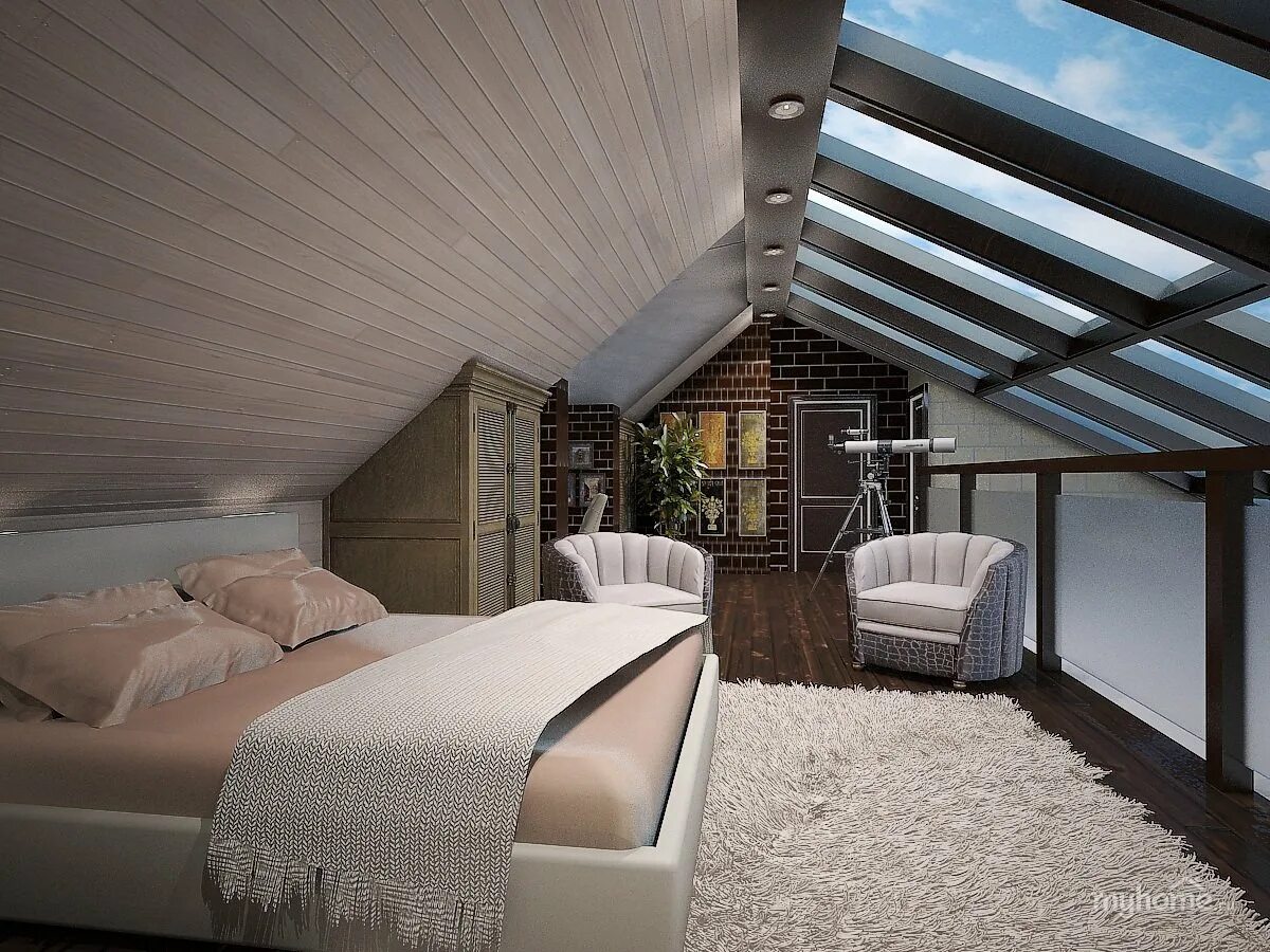 мансардный этаж, Constantine Ponomarev Home, Outdoor bed, Interior
