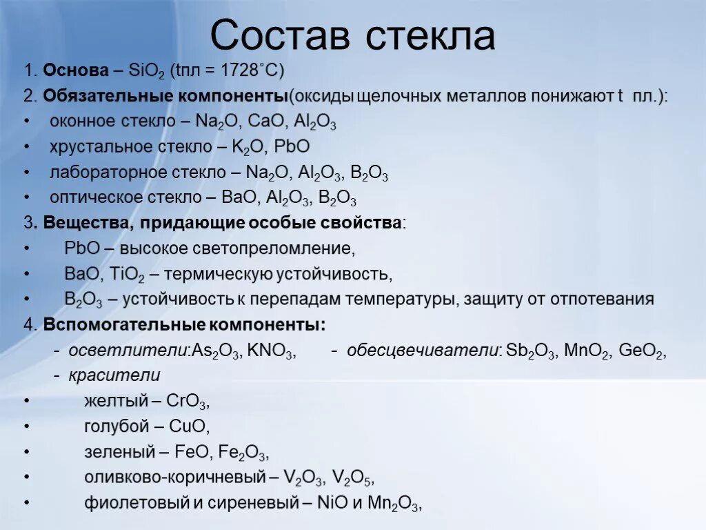 Стекло химическое соединение