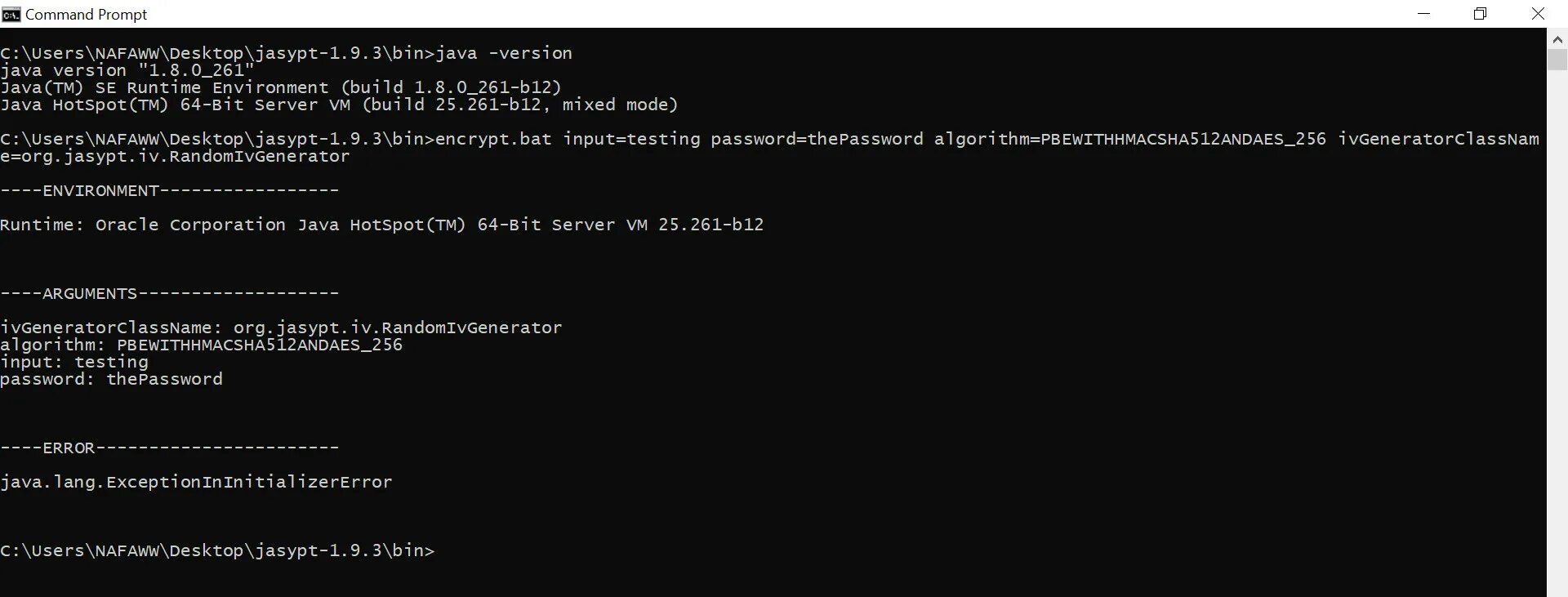 Java exceptionininitializererror