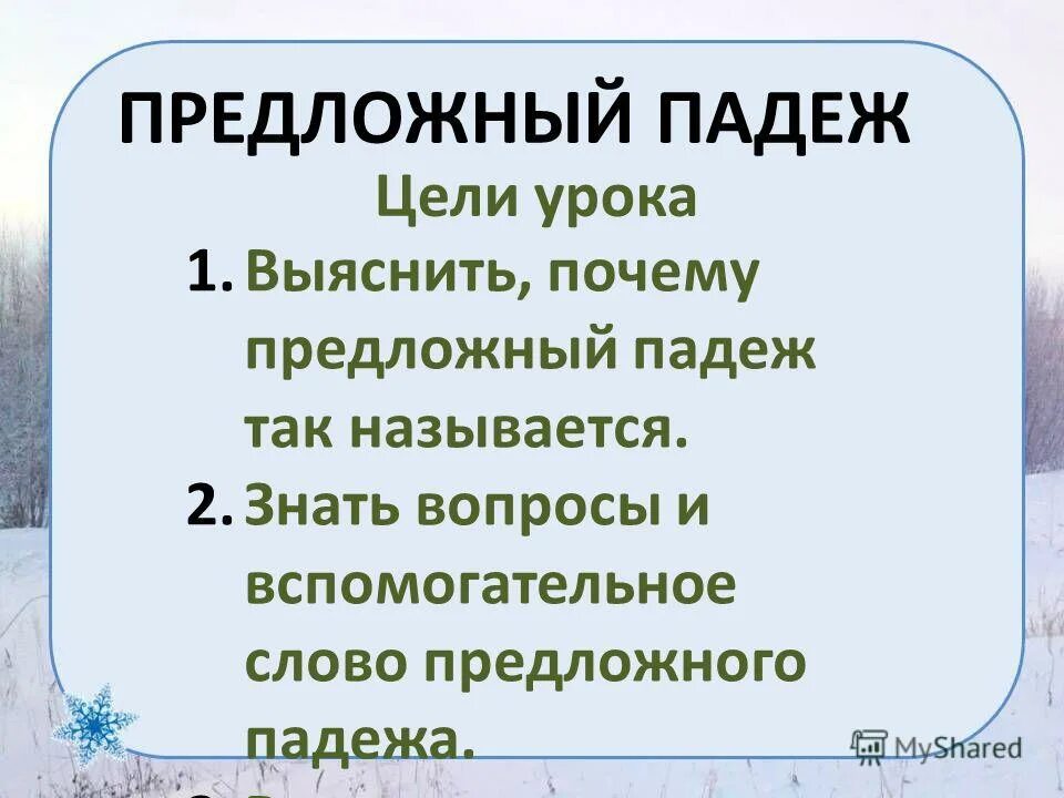 Презентация 3 класс предложный падеж школа россии