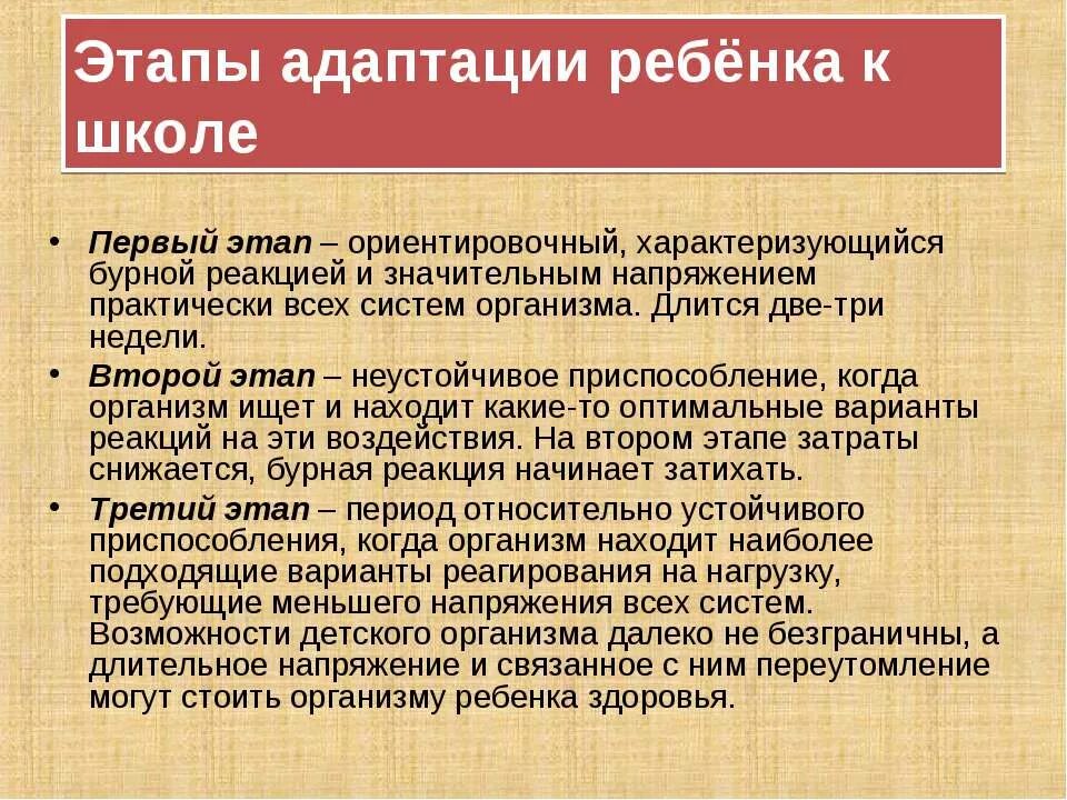 Стадия адаптационного периода
