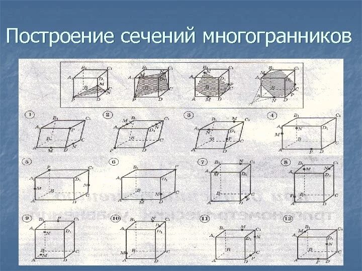 Построение сечений многогранников на чертежах