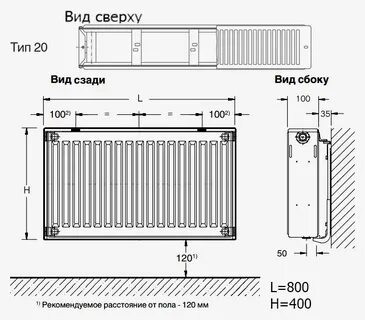 Межосевое расстояние панельного радиатора