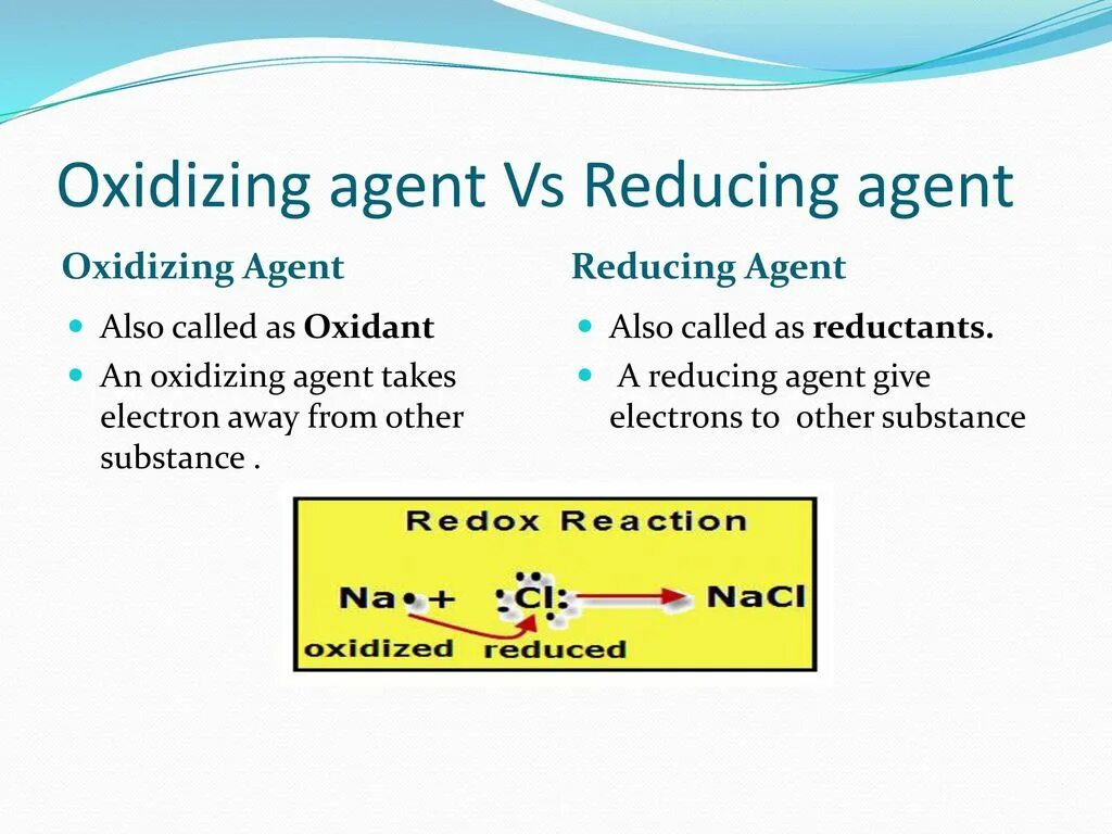 Reducing agent. Oxidizing agent. oxidized config файл. reduction and увеличение.