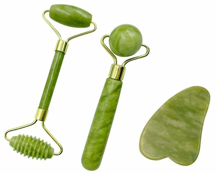 Набор гуаша jade roller. Массажер для лица jade roller из натурального розового кварца, гуаша. Массажный набор для лица. Нефритовый роллер массажер. Массажный набор для лица.