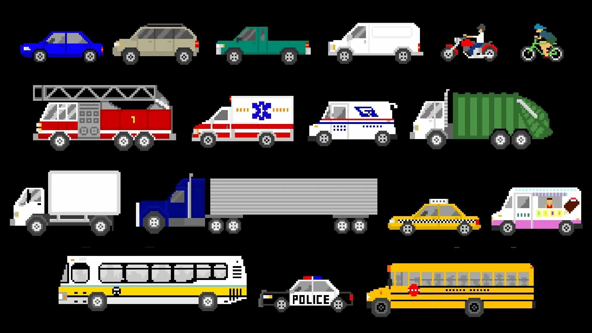 The Kids picture show Street vehicles. Транспортное средство 2d. Street vehicles collection.