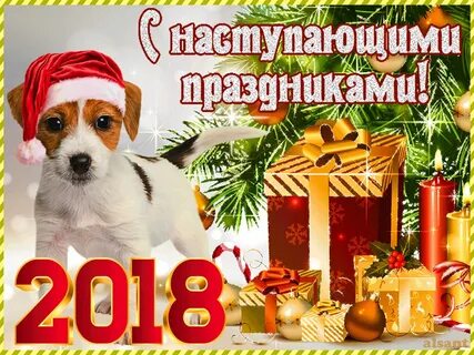 Новогодние открытки с годом собаки 62 шт.