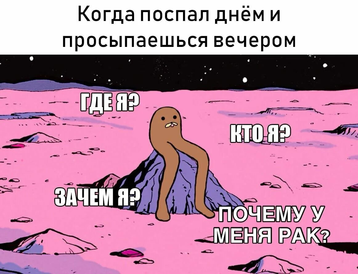 Повторяю каждый день в надежде поспать. Поспал днем Мем. Когда уснул днем Мем. Когда спал днем Мем. Когда проснулся вечером.