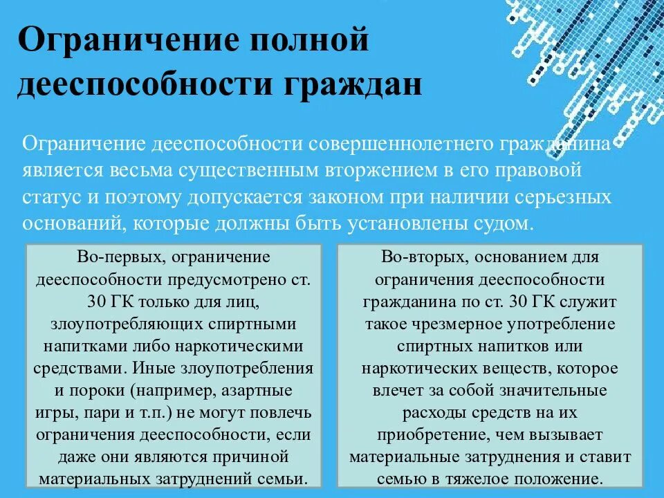 Решение суда ограничить дееспособность. Ограничение дееспособност.. Ограничение полной дееспособности. Ограничнае диспосопностй. Ограничение частичной дееспособности граждан.