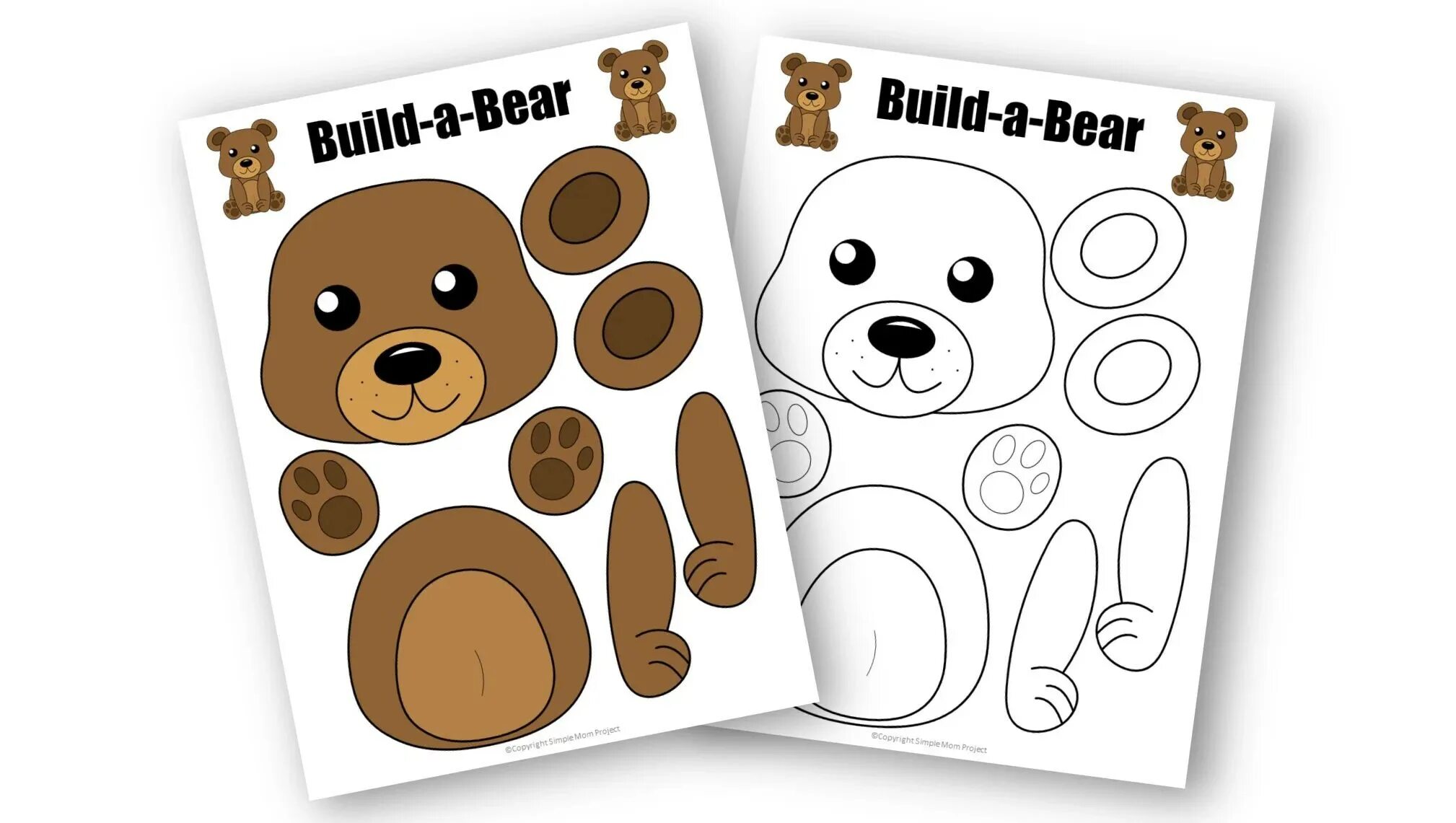 Printable Bear. Teddy Bear Craft for Kids. Teddy Bear Craft Printable. Шаблон Bob Bear.