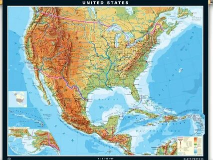 Карта сша физическая крупная