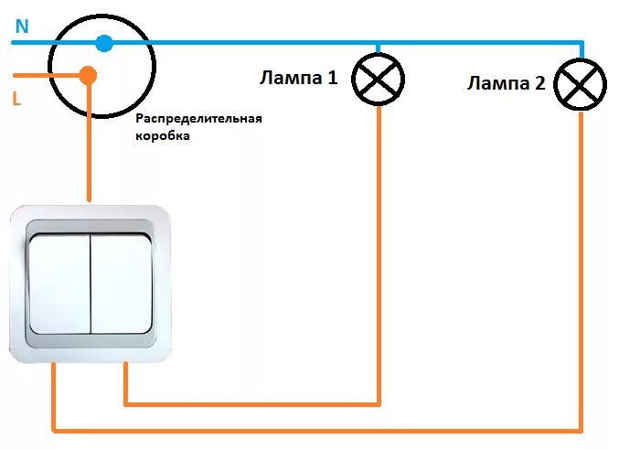 Схема подключения распаечной коробки с выключателем и розеткой. Схема подключения проводки на 2 розетки на лампочку выключатель. Схема подключения двух выключателей на две лампочки. Схема разводки электропроводки выключателя лампочки и розетки.