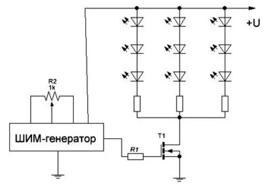 Управление диодами. ШИМ регулятор для светодиодов схема. Схема регулятора яркости 12 вольт светодиодов. Схема ШИМ регулятора для светодиодной ленты. Схема регулировки яркости светодиодной ленты.