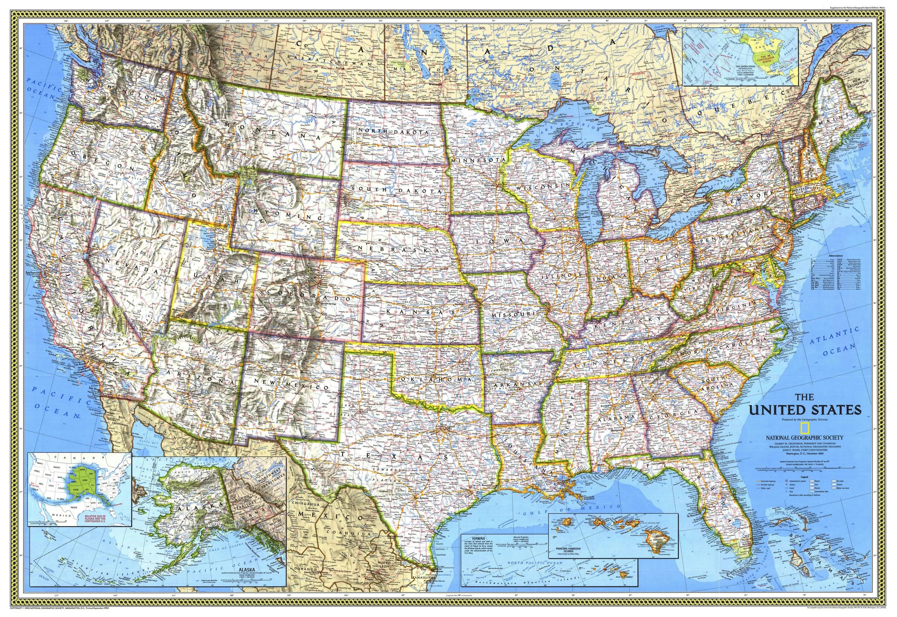 План соединенные штаты америки. Карта США географическая крупная. Соединённые штаты Америки физическая карта. Подробная карта США. Физическая карта США со Штатами.