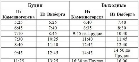 Расписание 141 выборг на завтра