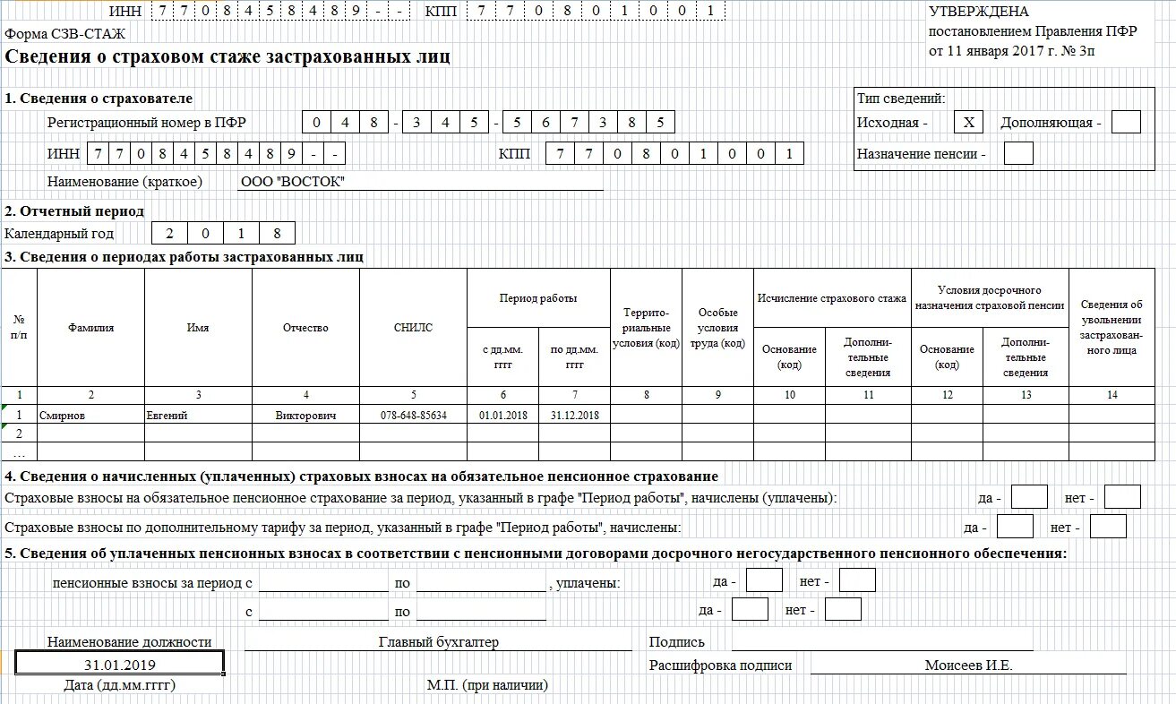 Сведения о страховом стаже 2023