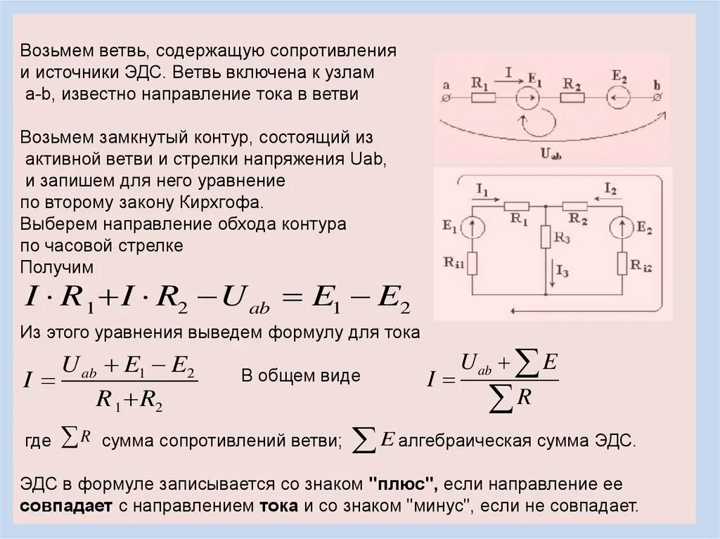 Направление напряжения в цепи. ЭДС Электротехника. Напряжение в ветви с источником ЭДС. Направление напряжения в ветвях. Положительные направления токов и напряжений.