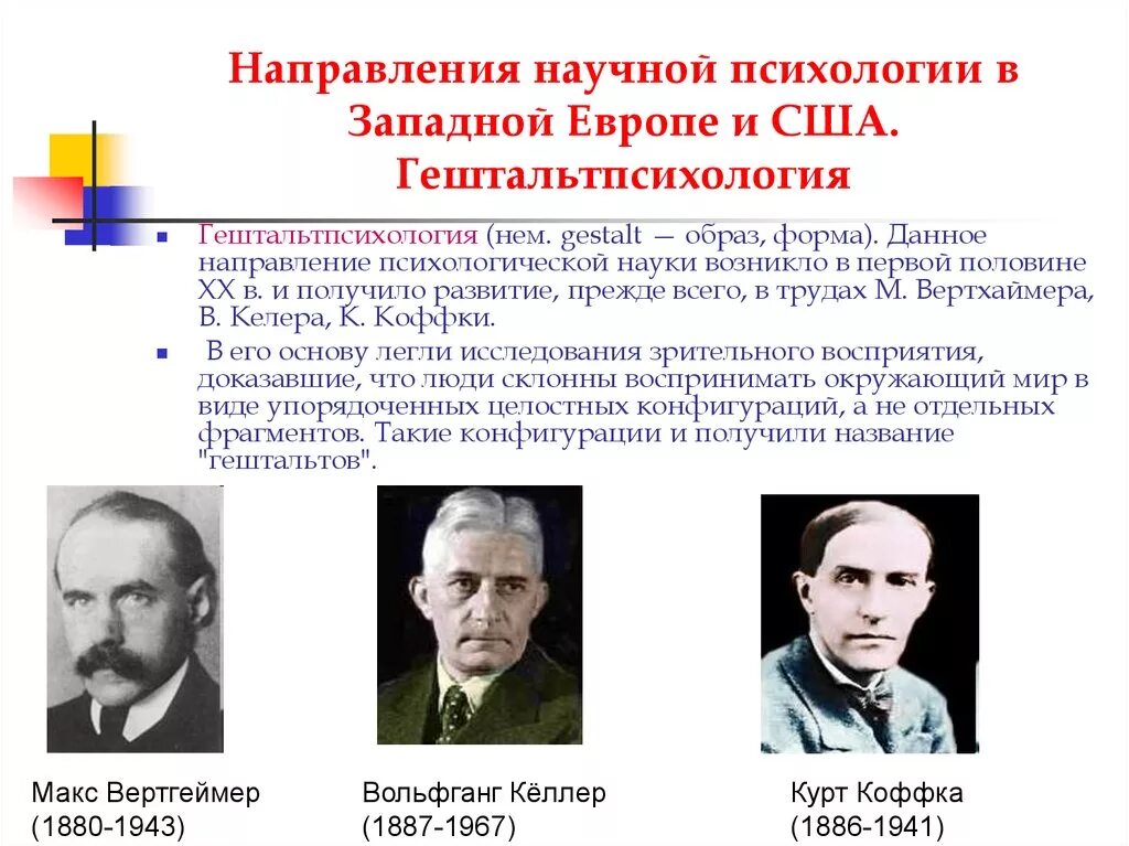 Школа психологии история психологии. Гештальтпсихология представители направления. Гештальтпсихология основоположники. Гештальт направление в психологии. Психология представители.