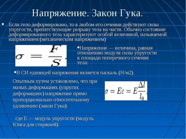 Механическое напряжение материалов. Закон Гука модуль Юнга механическое напряжение. Формула напряжения модуль Юнга. Сила упругости модуль Юнга. Формула для расчета механического напряжения.